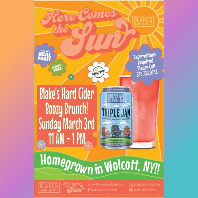 Here Comes The Sun! Boozy Brunch Alert With Blake’s Hard Cider @ Killabrew Saloon. Sunday, March 3rd From 11-1 PM.

#boozybrunch #blakeshardciderco #cider